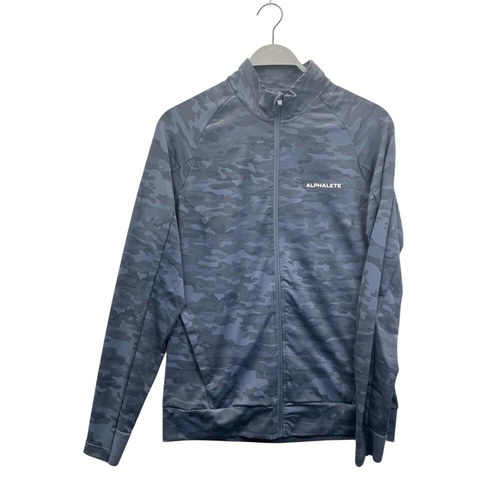 Alphalete Jacket Mens Large Pro Elite Full Zip Athleisure Gym Workout Navy Camo